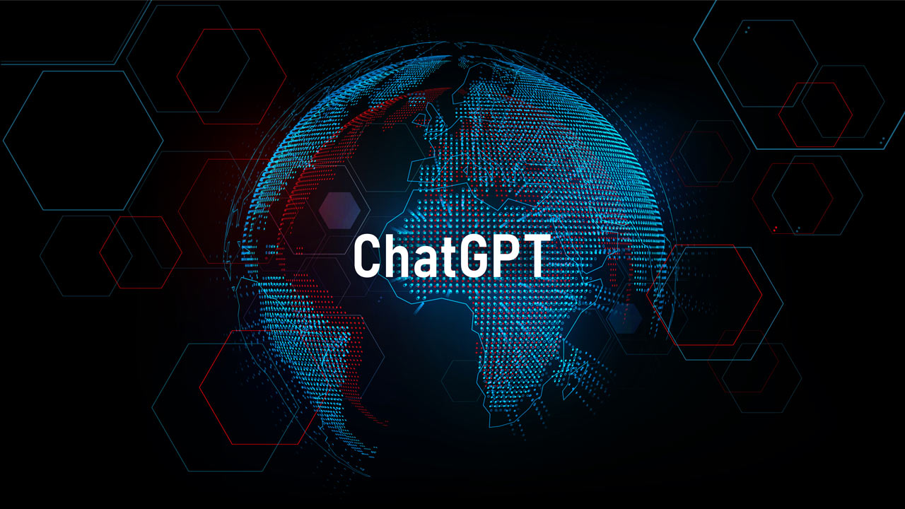 İllüstrasyon dünyayı gösteriyor ve üzerinde ChatGPT yazısı var